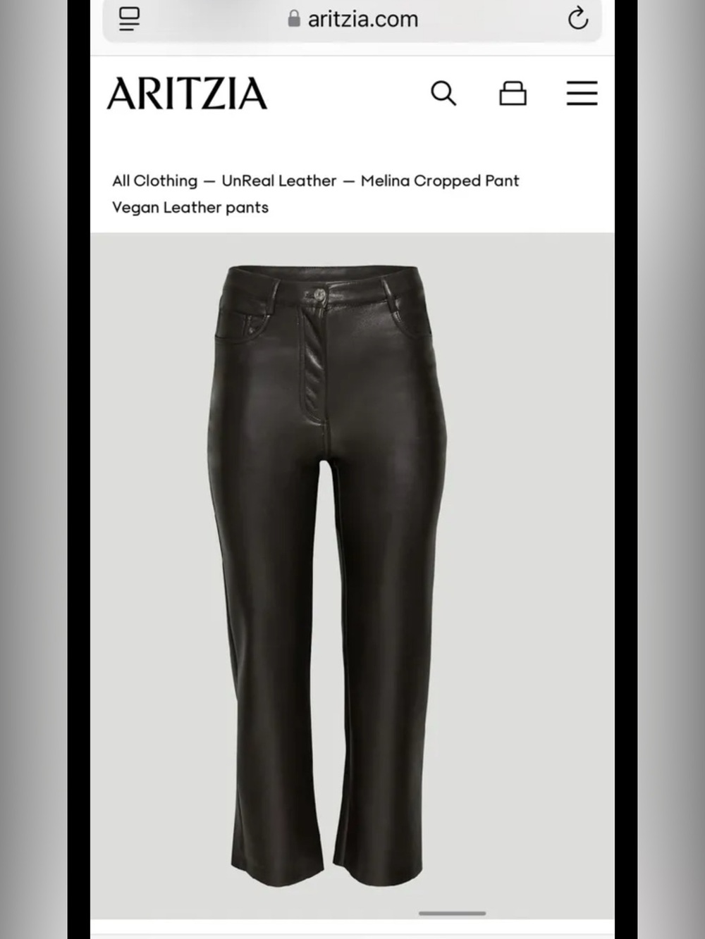 Aritzia Wilfred Melina Pant Size 00 Black Leather Short